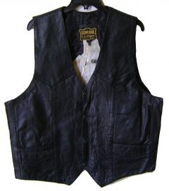 Modestone Men's Horse Patch On Back Leather Vest 52 Black
