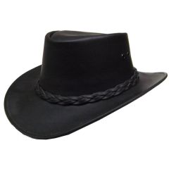 Modestone Men's Oiled Leather Casual Hat Black
